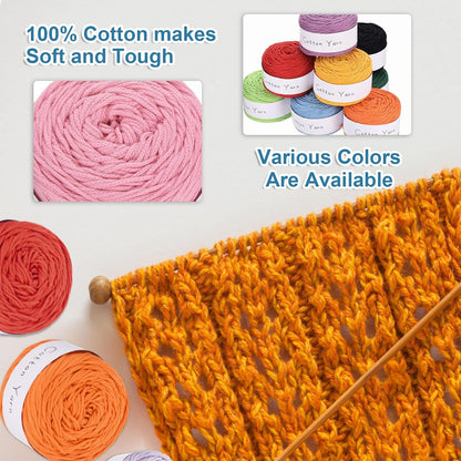 1 Skein Cotton Yarn, 100% Cotton Chunky Yarn for Hand Knitting, Blanket Yarn for Crocheting Each of 100g/3.53oz(Per Skein 150m/164 Yard)/Light Peach