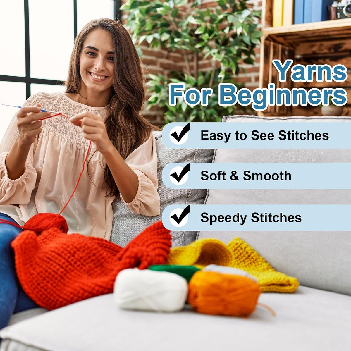 1 Skein Cotton Yarn, 100% Cotton Chunky Yarn for Hand Knitting, Blanket Yarn for Crocheting Each of 100g/3.53oz(Per Skein 150m/164 Yard)/Light Peach