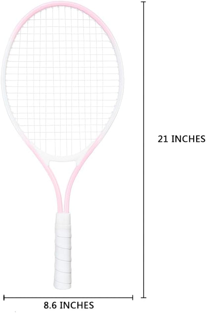 Children's Tennis Racket for 2 Players, Suitable for Beginners, pre Worn 27 inch Lightweight Children's Racket, Suitable for Boys and Girls, Equipped with Tennis