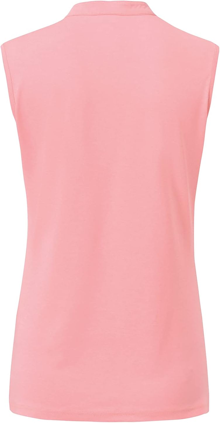 BGOWATU Women's Golf Polo T-Shirts Sleeveless V Neck Collarless Tennis Shirts UV Protection Quick Dry Lightweight