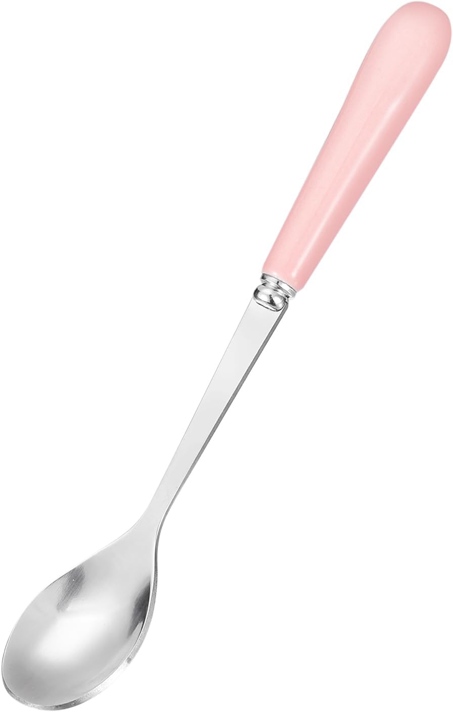 uxcell Stainless Steel Coffee Spoon with Ceramic Handle 5.7 Inch Small Dessert Spoons Tea Spoon for Cake Sugar Coffee, Pink