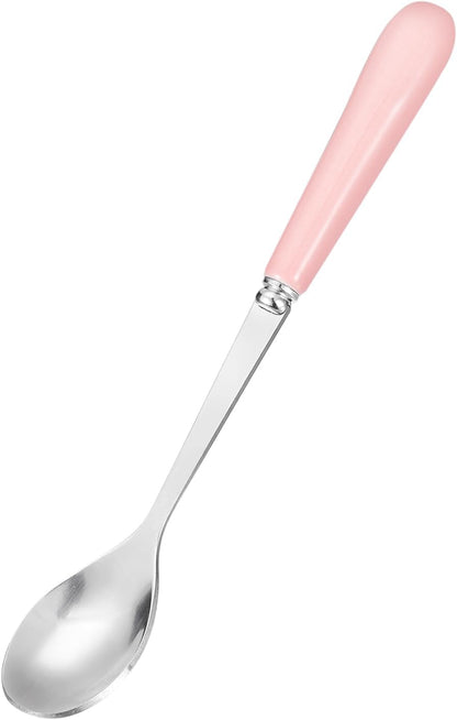 uxcell Stainless Steel Coffee Spoon with Ceramic Handle 5.7 Inch Small Dessert Spoons Tea Spoon for Cake Sugar Coffee, Pink