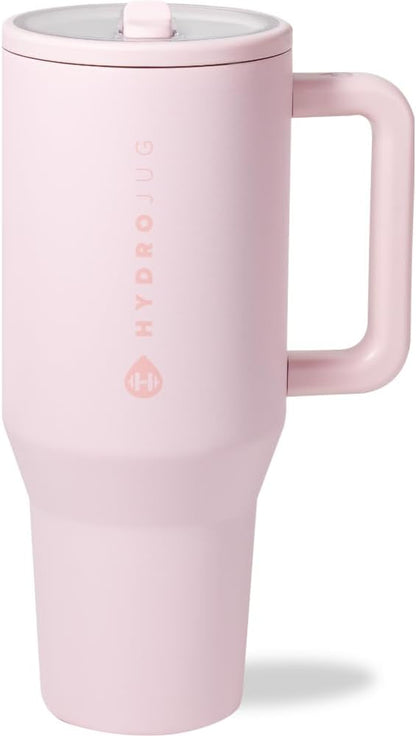 HydroJug Traveler 40oz, Insulated Tumbler with Handle & Straw, Pink Sand