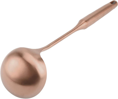 Soup Ladle, Stainless Steel Cooking Utensil Big Soup Spoon Kitchen Spatula Turner Cooking Tool Comfortable Grip (Rose Gold Soup Ladle)