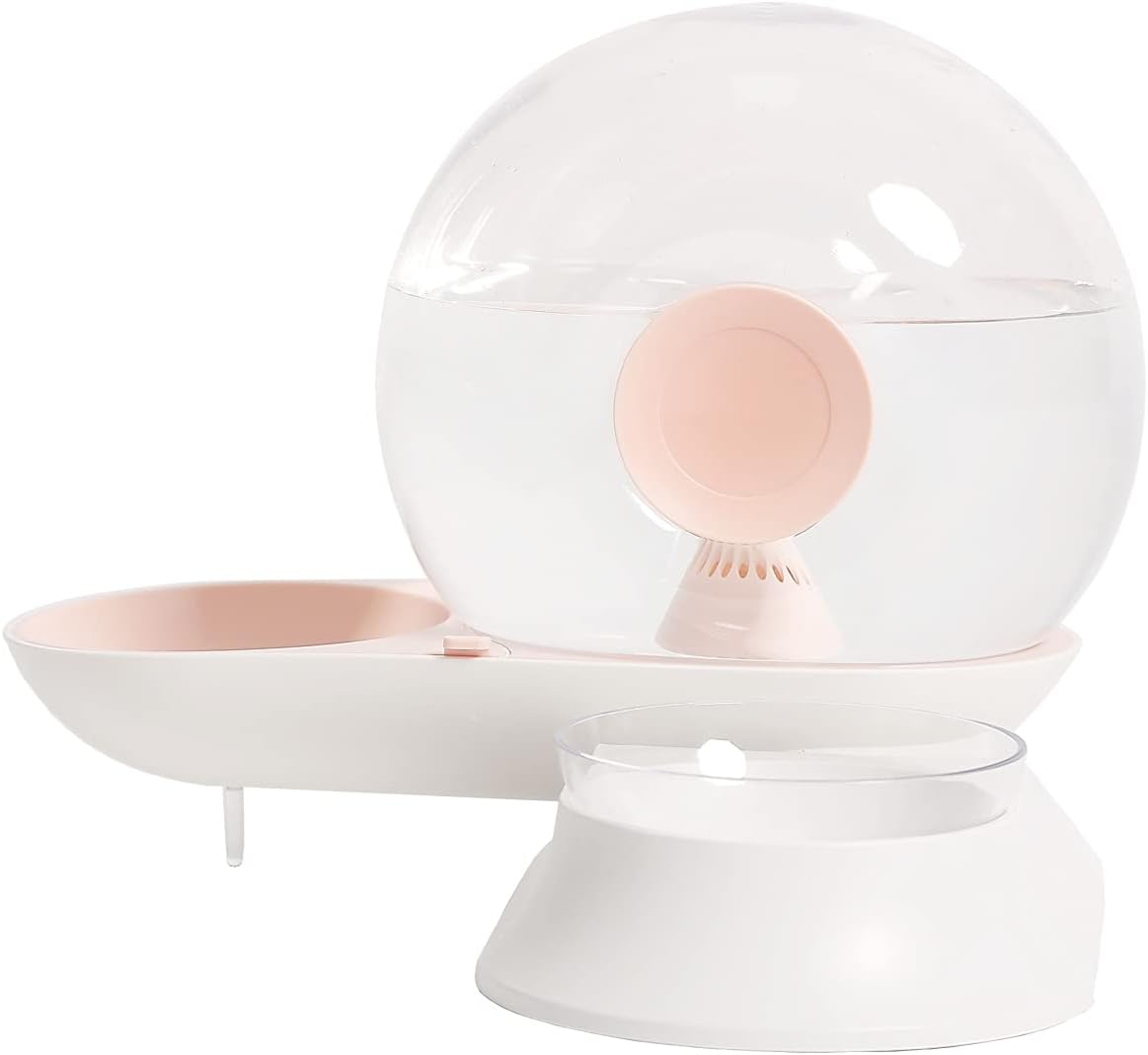212 Main Auto-Myst Snail Shaped 2-in-1 Automated Gravity Pet Filtered Water Dispenser & Food Bowl Pink - One Size