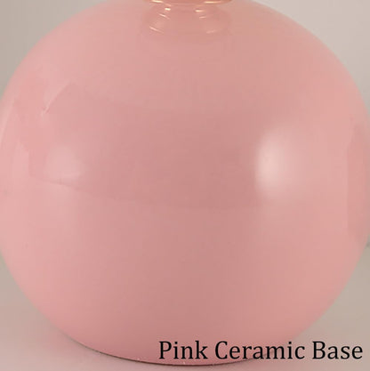 Meefad Cute Bedside Lamp, 1 Light Small Table Lamp with Pleated Fabric Shade, Ceramic Base, Girls Night Light for Bedroom Reading Nightstand, Pink
