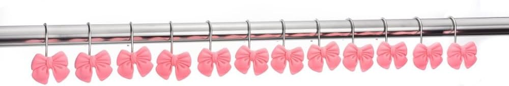 SUQ I OME 12PCS Decorative Shower Curtain Hooks, Bow Knot Resin Curtain Hooks Shower Rings for Bathroom