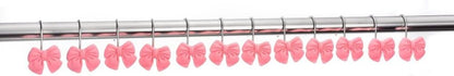 SUQ I OME 12PCS Decorative Shower Curtain Hooks, Bow Knot Resin Curtain Hooks Shower Rings for Bathroom