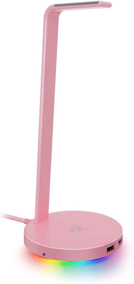 Razer Base Station V2 Chroma - Chroma Enabled Headset Stand with 3.1 USB Hub and 7.1 Surround Sound (2 USB 3.1 Ports, Intergrated Headset Stand, Non-Slip Base, Chroma RGB) Quartz Pink