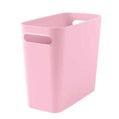 Small Pink Trash Can Wastebasket, Plastic Garbage Can Waste Basket for Narrow Spaces Bathrooms Laundry Room Kitchens Offices Kids Rooms, 1.8 Gallon (Pink)