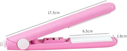 Cute Pink Werdeny Mini Ceramic Hair Curler & Straightener, 2-in-1 Curling Iron with 1/2 Inch Barrel for Short and Fine Hair