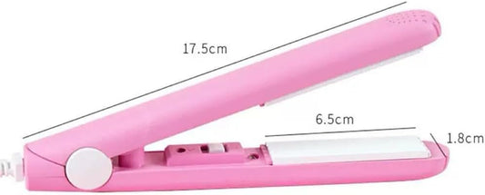 Cute Pink Werdeny Mini Ceramic Hair Curler & Straightener, 2-in-1 Curling Iron with 1/2 Inch Barrel for Short and Fine Hair