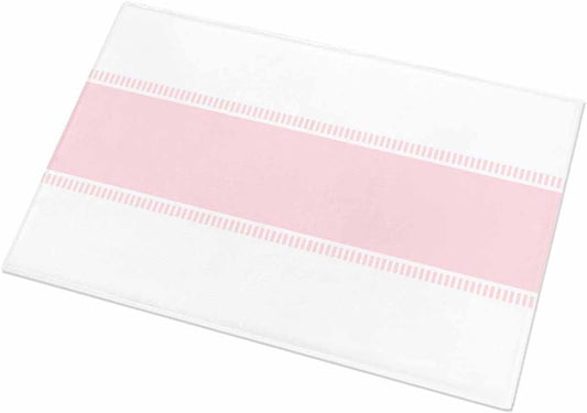 YOKOU Bathroom Rug Bath Mat,Pink Stripe Absorbent Non Slip Soft Microfiber Shaggy Plush Bath Rugs for Shower,Solid Color Minimalist Style 16"x24"