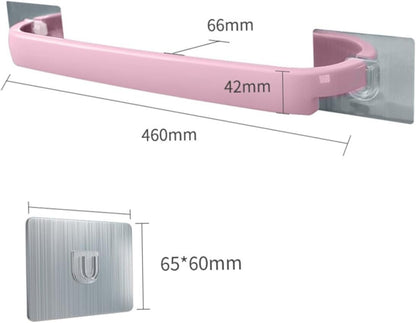 1pc Wall-Mounted Self Adhesive Towel Rack No Drill Towel Storage Shelf for Bathroom and Kitchen Pink Single Rod Design Easy Installation Space-Saving