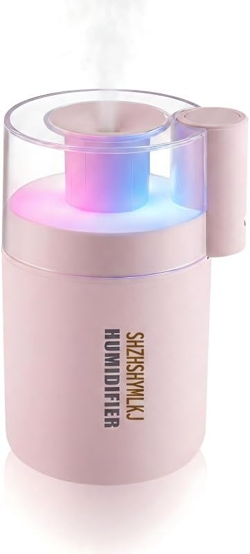 Mini 2-in-1 Humidifier & Aroma Diffuser, 7-Color LED Light, USB Portable, 4/8H Timer, Auto Shut-Off, Ideal Personal Gift/Family/Friends/Loved Ones (pink, 2.8 * 3.2 * 4.7)