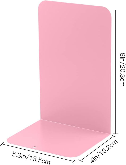 MSDADA Bookends, Book Ends for Book Shelves, Book Ends for Heavy Books,Metal Bookend Supports, Modern Minimalist Style Bookend, Pink(4Pairs)