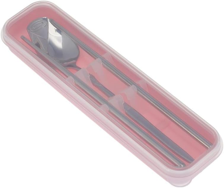 Livvera 2-Piece Stainless Steel Cutlery Set with Spoon and Chopsticks, Pink Gift Box