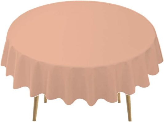 Peach Plastic Tablecloths 2 Pack Rose Gold Disposable Table Covers 84 Inch Circle Bridal Shower Party Tablecovers PEVA Table Cloths for BBQ Picnic Birthday Wedding Parties and 6 ft Round Table Use