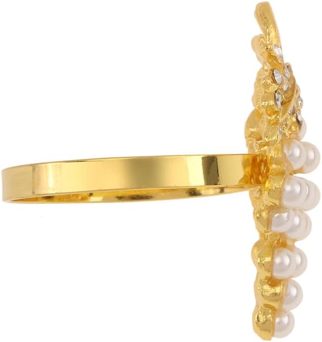 Set of 6 Grape Napkin Rings Imitation Pearl Gold Alloy Napkin Ring Holders for Dinning Table Decor (6, Gold)