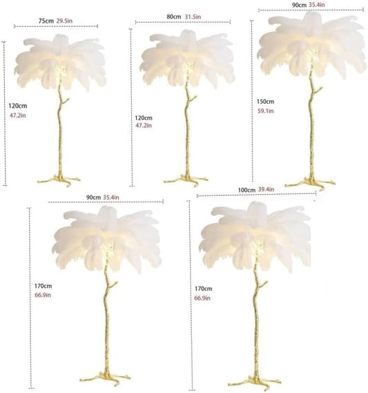 Romantic Feather Floor Lamp with Adjustable 3-Color Lighting, Resin Decorative Floor Lamp for Bedroom, Living Room, Office, Reading(Pink,39.4''x66.9'')