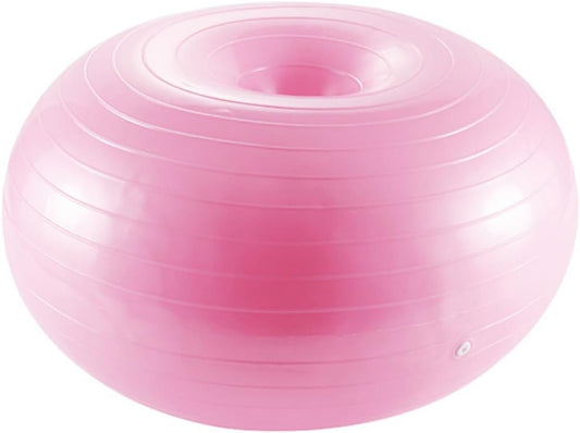 Milisten Donut-Shaped Inflatable Balance Ball for Yoga and Pilates Thickened Explosion-Proof PVC Stability Exercise Ball with Air Pump Light Pink Fitness for Core Training and Home Workout