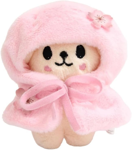 Sk-z Pink Cloak Clothes 4-inch SK-ZOO Plush Keychain, Peach blossom Cloak Detachable