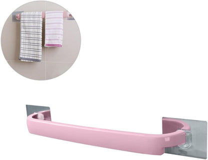 Wall Mounted Towel Rack Pink Self Adhesive Towel Shelf for Bathroom Kitchen Space Saving Storage