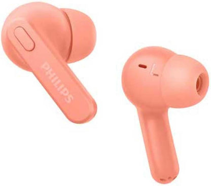PHILIPS Earbuds, Splash and Sweat Resistant, Bluetooth, Up to 18 Hours Play Time, Soft Silicone Ear-Tip Covers in 3 Sizes, Built in Mic, Classic Design and Comfortable Fit Pink