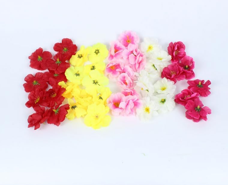 Rikyo 100 pcs Artificial Silk Cherry Blossom Flower Heads Spring Fake Plum Blossom Peach Blossom,Vase Fillers,Corsages for Wedding Decor,Nursery Wall,Archway Decor Wreath Garland Cake Ornaments (Red)