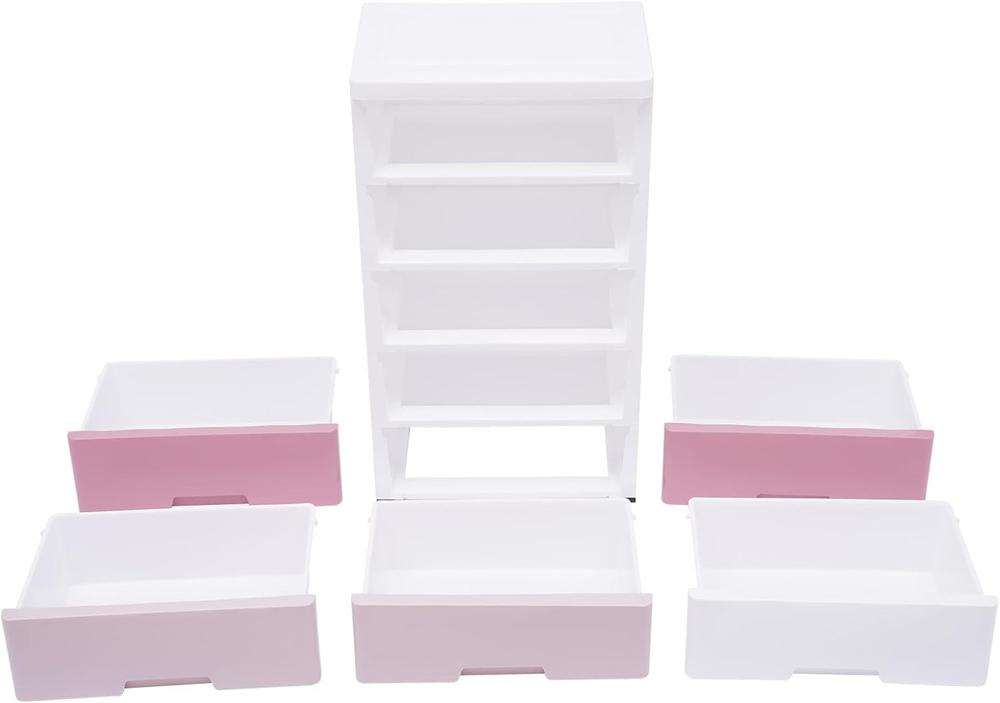 Vertical Dresser Storage Tower,Plastic Drawers Dresser,Storage Cabinet with 5 Drawers,Organizer Unit,Organizer for Bedroom (Gradient Pink 17.1 * 11.4 * 31.5in)