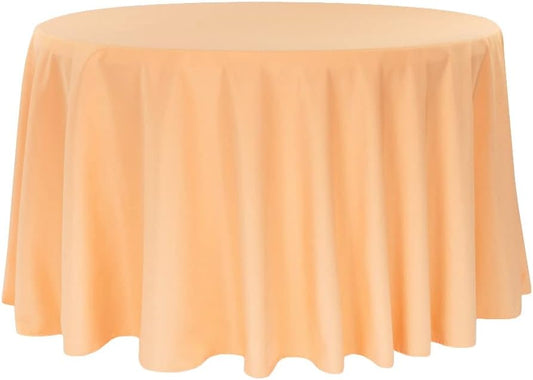 CVL 1 Pc, Polyester 120" Round Tablecloth - Peach for Weddings, Trade Shows, Showrooms, Events