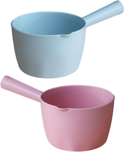 2pcs Versatile Long Handle Water Ladle Multi-function Kitchen and Gardening Scoop for Plants Bathing and Pet Feeding Lightweight Plastic Blue and Pink