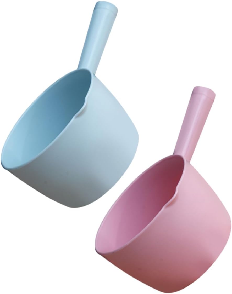Gadpiparty 2pcs Large Plastic Water Ladles with Long Handles Household Water Scoops for Kitchen and Personal and Pink Multifunctional Dippers for Cooking Flower and Cleaning
