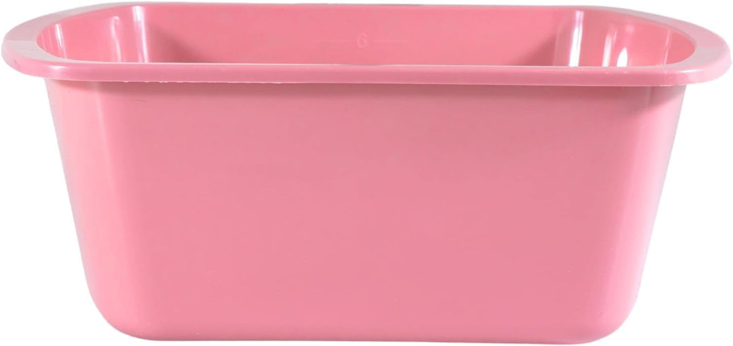 Vakly Wash Basins – Rectangular Plastic Hospital Bedside Soaking Tub (Pack of 2) Small 7 Qt Graduated Bucket - Portable Washbasin for Washing, Cleaning, Foot Bath, Dishes, Face Cleansing Bowl