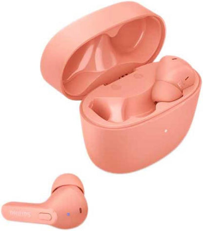 PHILIPS Earbuds, Splash and Sweat Resistant, Bluetooth, Up to 18 Hours Play Time, Soft Silicone Ear-Tip Covers in 3 Sizes, Built in Mic, Classic Design and Comfortable Fit Pink