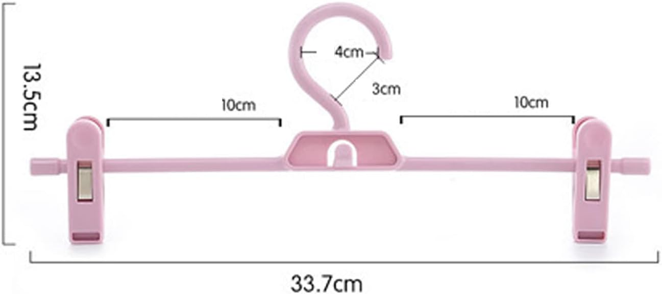 Pants Hangers, 10pcs Adjustable Clothes Hangers with Clips, Portable Drying Rack Travel Plastic Non-Slip Clothes Drying Hanger for Kids Or Adults Garments (Pink)