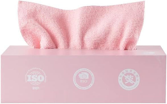 Microfiber Cleaning Cloths, Reusable Cleaning Towels in Box, Microfiber Lint Free Multi-Purpose Towel, Pink, 7.9''x7.9'' (20 Pieces)