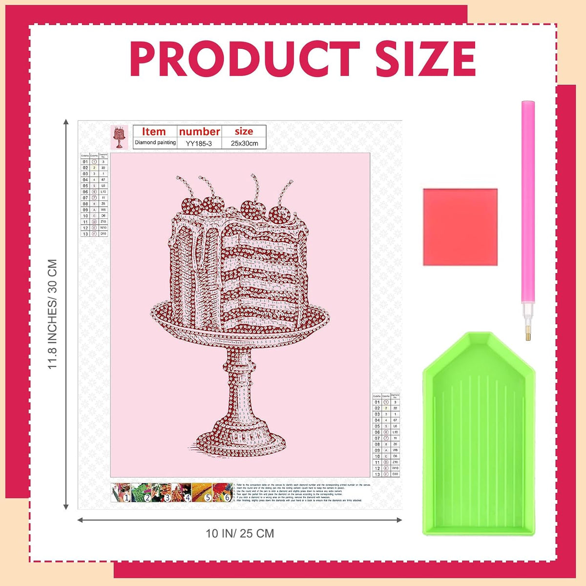 6 Pcs Pink Preppy Diamond Art Kits Pink Cocktail Cake Dice Coquette Diamond Art Kits for Painting DIY Adults Beginners Preppy Girly Room Bedroom Home Decor 11.8 X10 Inch