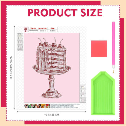 6 Pcs Pink Preppy Diamond Art Kits Pink Cocktail Cake Dice Coquette Diamond Art Kits for Painting DIY Adults Beginners Preppy Girly Room Bedroom Home Decor 11.8 X10 Inch