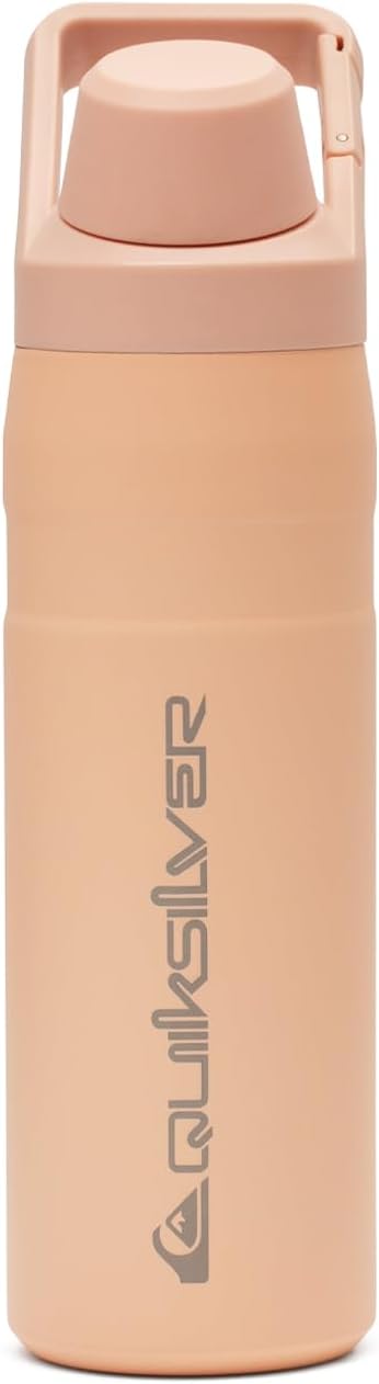 Quiksilver 24oz Stainless Steel Water Bottle, Wide Mouth Insulated Tumbler with Carabiner Hook, 18/8 Steel, 24hr Cold, BPA Free Reusable Bottle for Men, Women (Peach Parfait, 24oz)