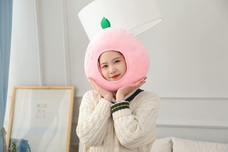 HIPIHOM Plush Fruit Headgear Hat Funny Novelty Hat Sleeping Pillow Toy Photo Props Warm Cosplay Costume Head Accessories