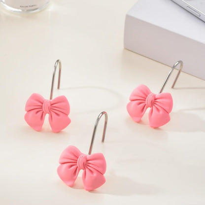 SUQ I OME 12PCS Decorative Shower Curtain Hooks, Bow Knot Resin Curtain Hooks Shower Rings for Bathroom