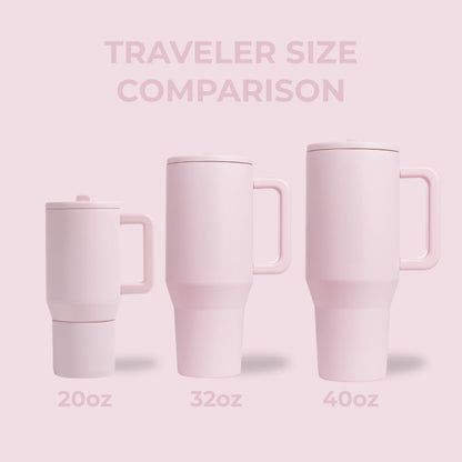 HydroJug Traveler 40oz, Insulated Tumbler with Handle & Straw, Pink Sand