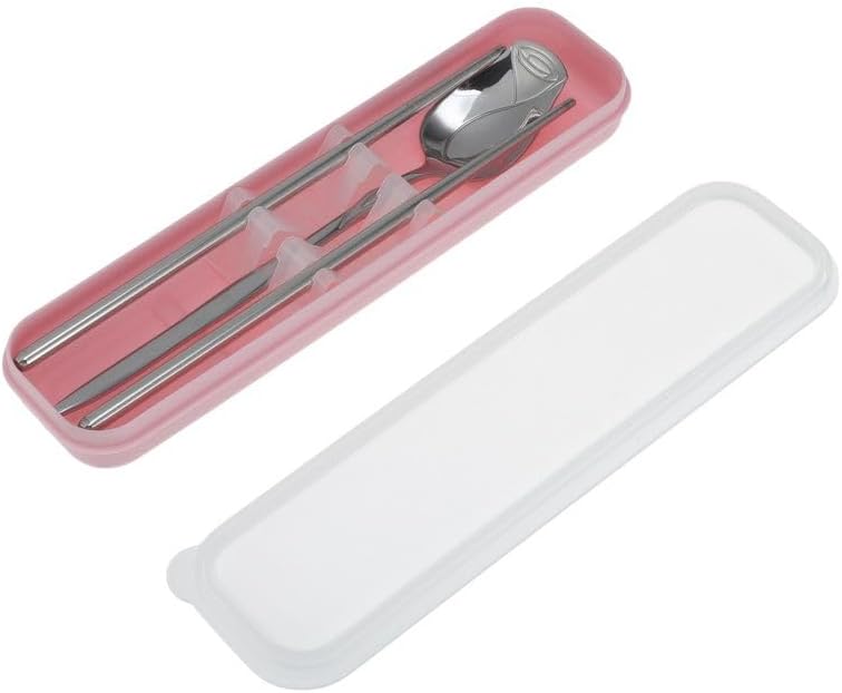 Livvera 2-Piece Stainless Steel Cutlery Set with Spoon and Chopsticks, Pink Gift Box