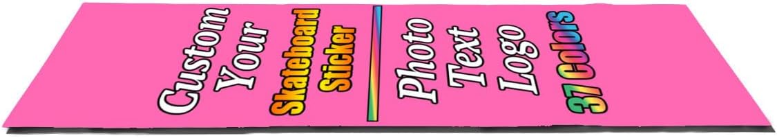 Personalized Skateboard Stickers, Add Picture Logo Text, Custom Fashion Skateboard Sticker for Scooter Longboard, Gifts for Dad Brothers, HotPink, 9"x31"