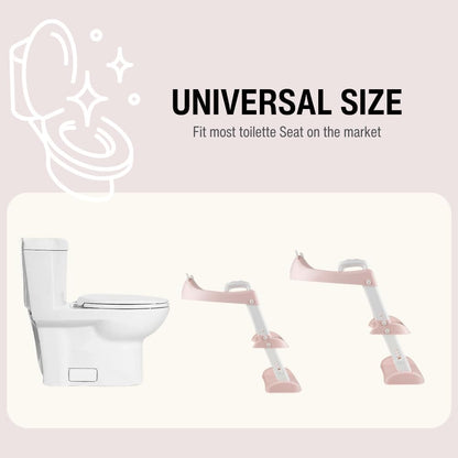 PandaEar Toilet Potty Training Seat with Step Stool Ladder, Comfortable Safe Potty Seat with Anti-Slip Pads Ladder for Kids Boys Girls Toddlers (Pink)
