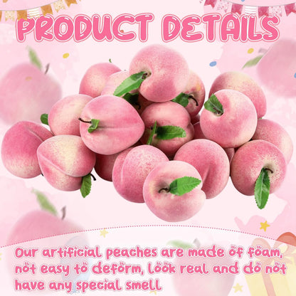 36 Pcs Artificial Peach Decorations Foam Peach Lifelike Fake Fruit Faux Small Simulation for Home Birthday Party Cabinet Table Festival Kitchen Harvest Photography Prop (3.27 Inch)