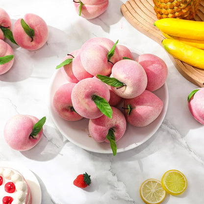 36 Pcs Artificial Peach Decorations Foam Peach Lifelike Fake Fruit Faux Small Simulation for Home Birthday Party Cabinet Table Festival Kitchen Harvest Photography Prop (3.27 Inch)