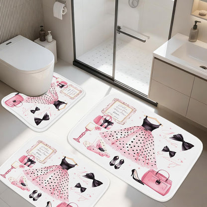 Cute Bow Bathroom Rugs Kids Girly Aesthetic Vintage Printed