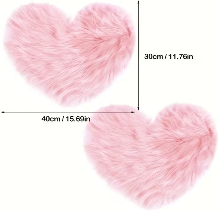 Heart Shaped Rug, Faux Fur Rug Fluffy Door Mat for Home Room Bedroom Decor, 12 x 16 Inch Pink 1